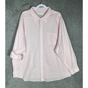 True Nation Long Sleeve Button Up Dress Shirt Mens Size 2XL Pink Semi‎ Sheer